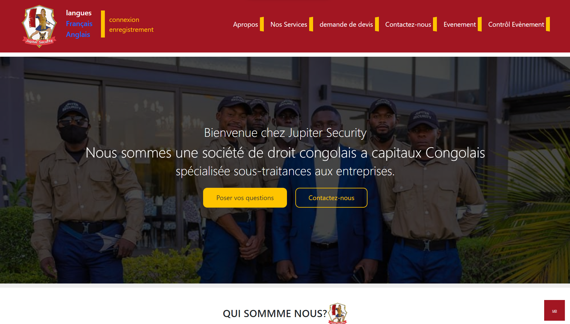 Le site web de Jupiter Sécurity